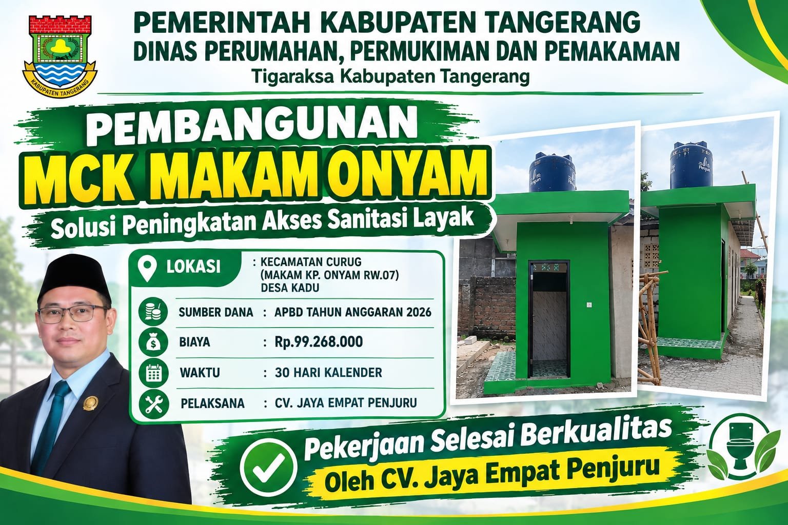 Pembangunan MCK Makam Onyam Solusi Peningkatan Akses Sanitasi Layak. Pekerjaan Selesai Berkualitas Oleh CV. Jaya Empat Penjuru